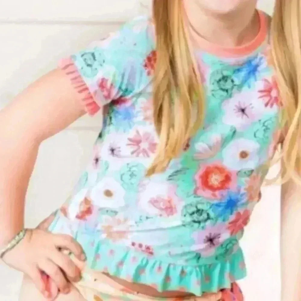 2/$28 Matilda Jane Adventure Begins Riding The Waves Rash Guard Swim‎ Top Size 6